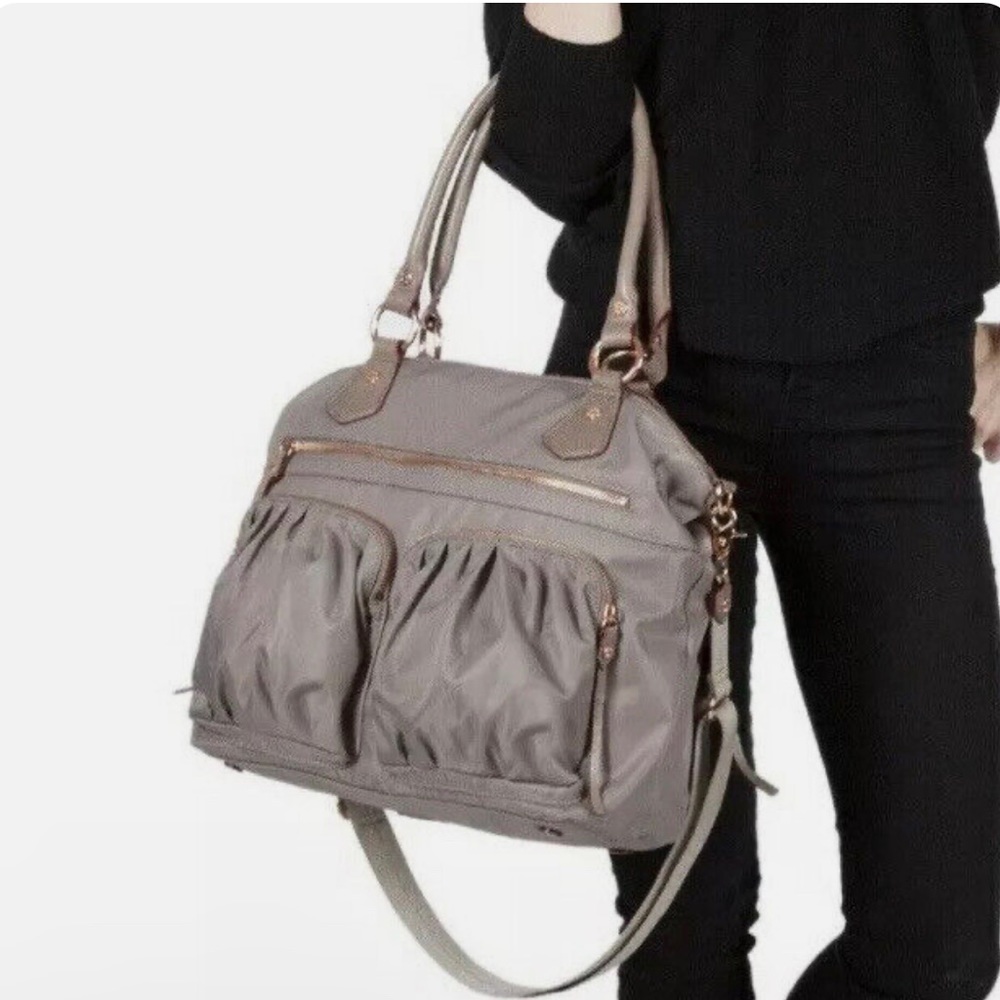 MZ Wallace Gray Belle Bedford Large Crossbody Weekender Travel Bag